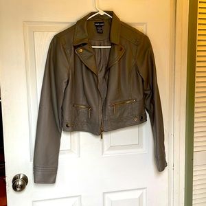 Wet Seal - VINTAGE! women’s, cropped, faux leather, jacket, grey, size large